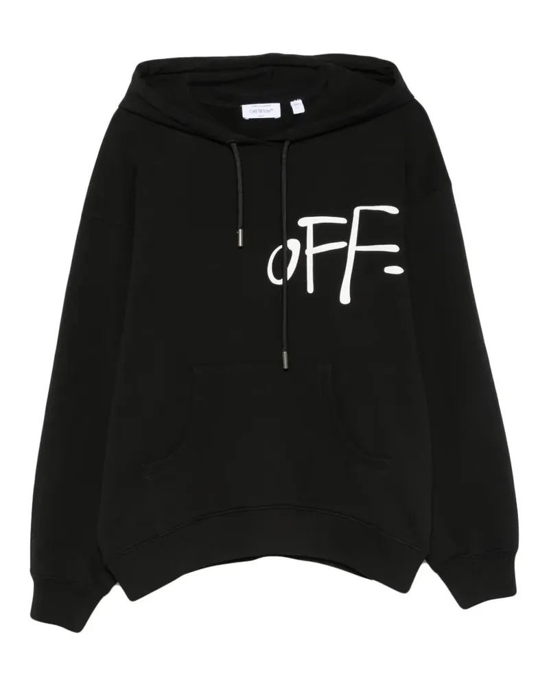 OFF-WHITE logo-print drawstring hoodie - Schwarz Schwarz