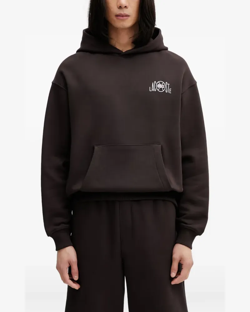 Lacoste logo-print cotton hoodie - Braun Braun