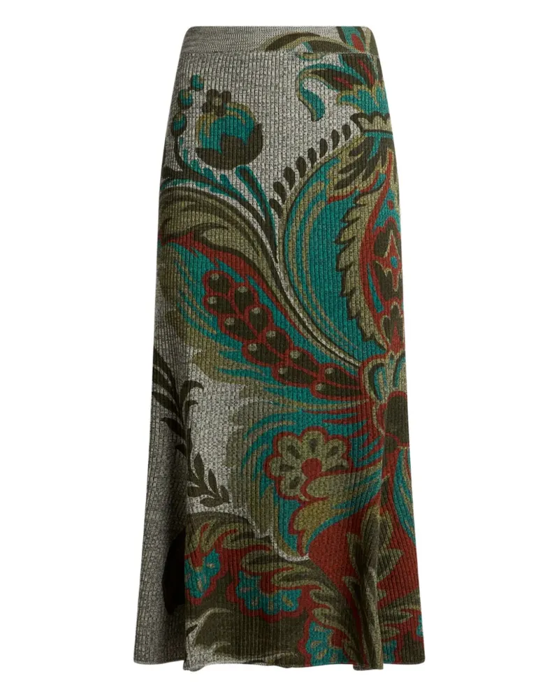 Etro floral-motif straight skirt - Grau Grau