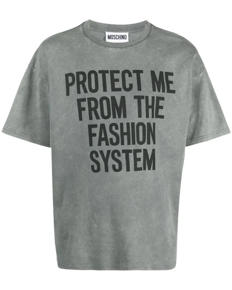 Moschino T-Shirt mit Slogan-Print Grau