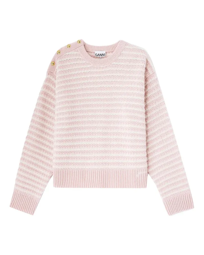 Ganni Gestreifter Strickpullover mit Knöpfen - Gelb Gelb