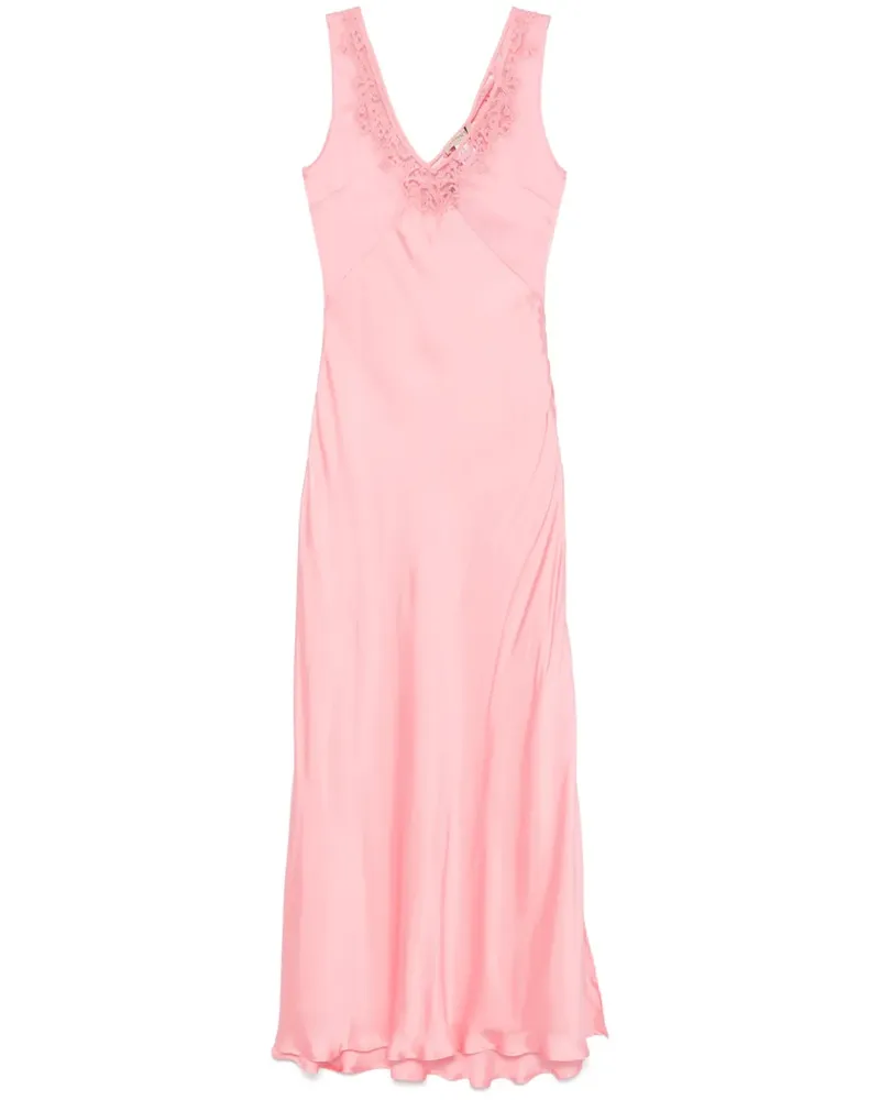 Twin-Set Maxikleid aus Satin - Rosa Rosa