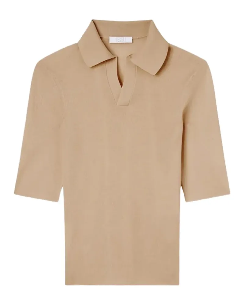 Fedeli V-neck short-sleeved top - Nude Nude