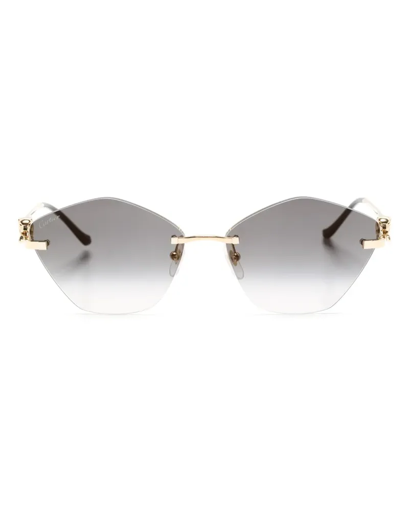 Cartier Geometrische Sonnenbrille mit Tigerkopf-Schild - Gold Gold