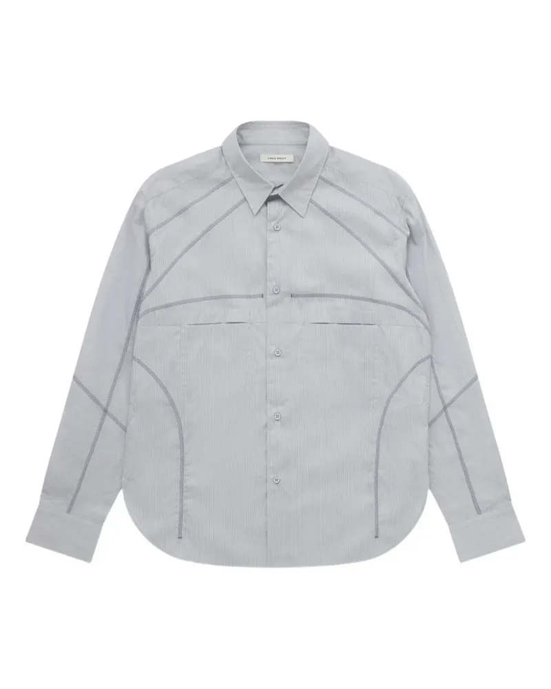 Craig Green Gestreiftes Hemd mit Ziernaht - Grau Grau