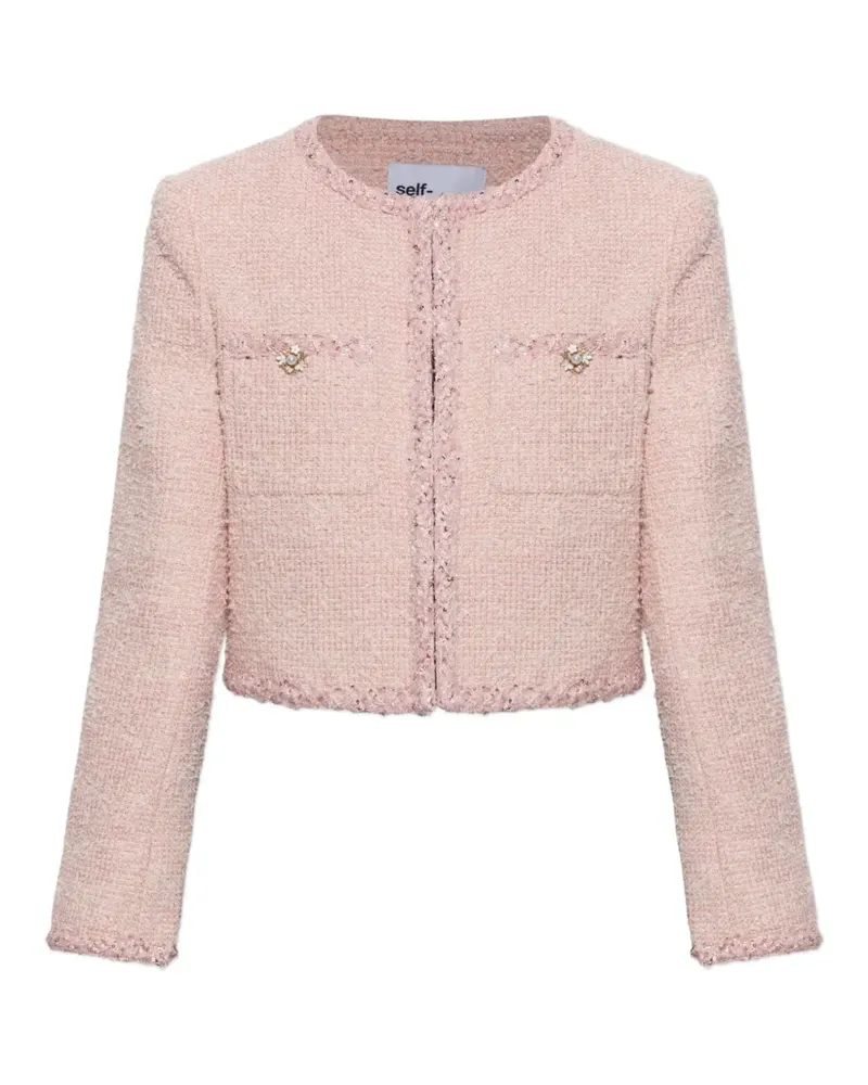 Self-Portrait Cropped-Jacke mit Pailletten - Rosa Rosa