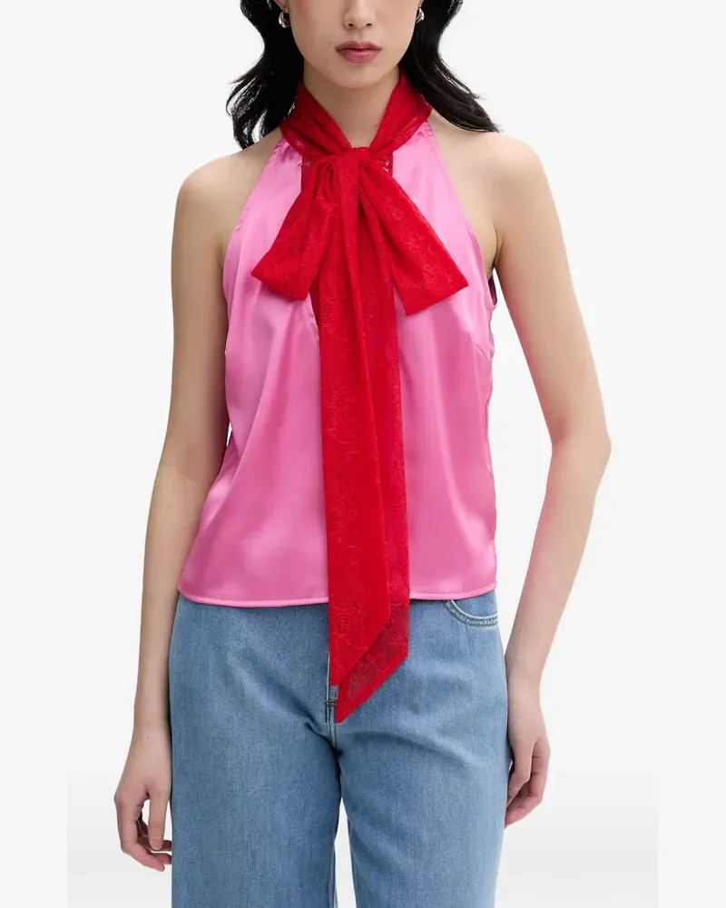 Never Fully Dressed Bluse mit Spitzenborten - Rosa Rosa