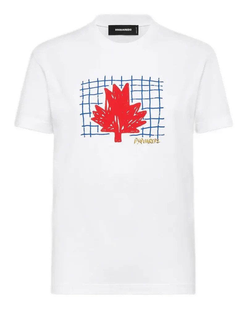Dsquared2 maple leaf graphic T-shirt - Weiß Weiß
