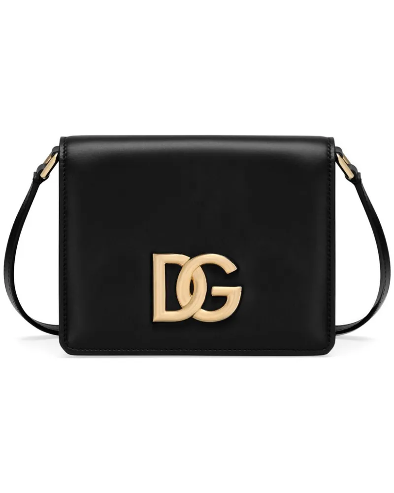 Dolce & Gabbana Umhängetasche mit Logo-Schild - Schwarz Schwarz