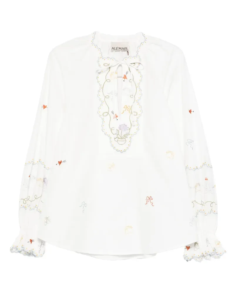 ALEMAIS embroidered ruffled top - Weiß Weiß