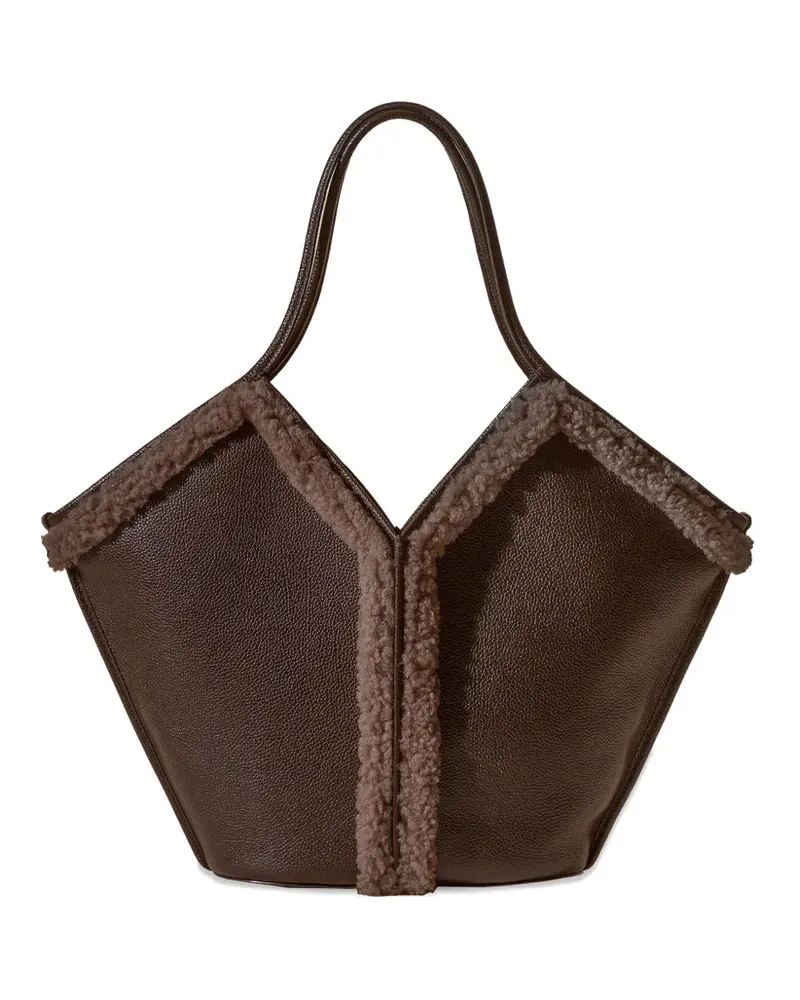 HEREU Schultertasche mit Shearling-Besatz - Braun Braun