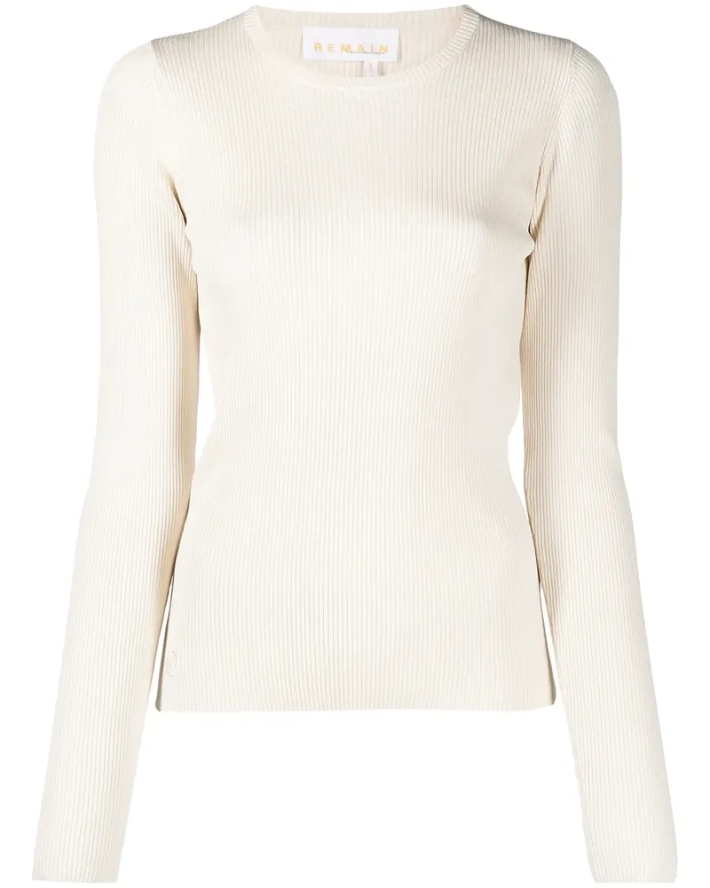 REMAIN Gerippter Pullover mit schmalem Schnitt - Nude Nude