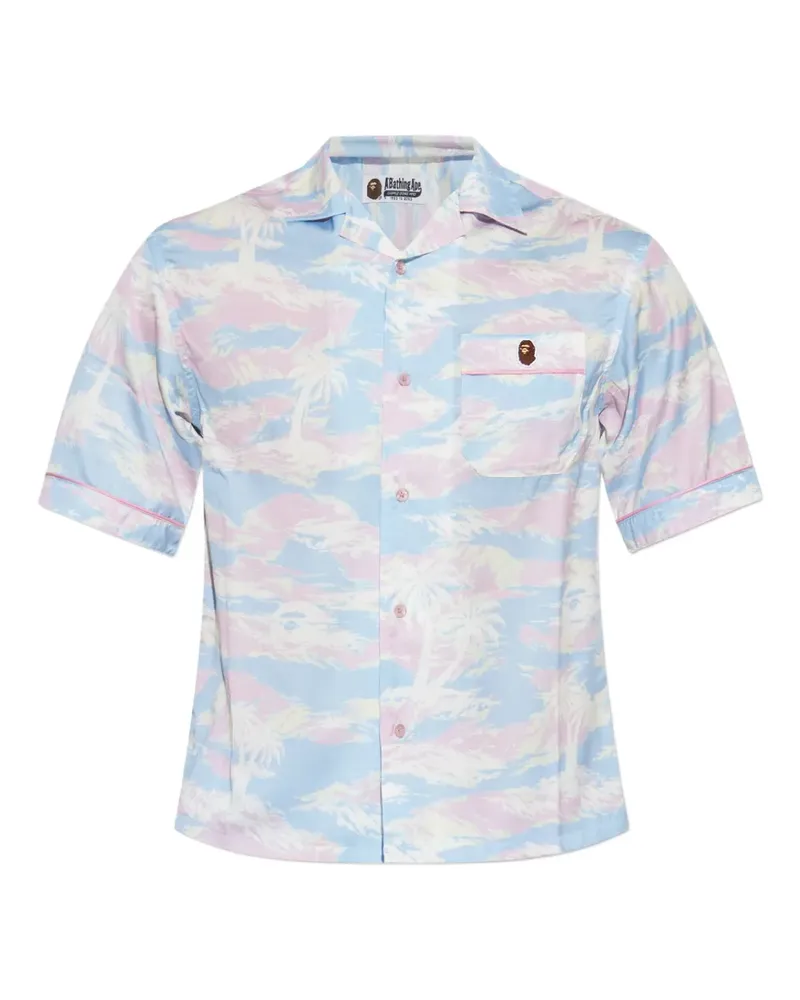BAPE palm-tree print shirt - Blau Blau