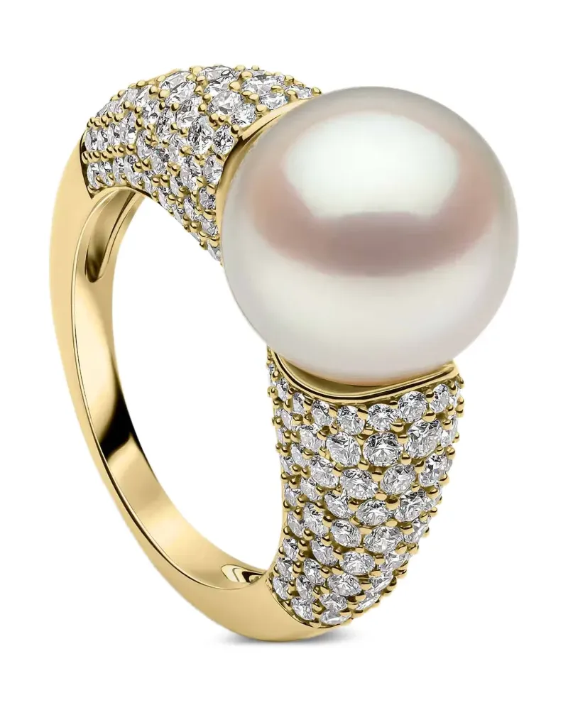 YOKO London O by Yoko diamond and pearl ring - Gold Gold