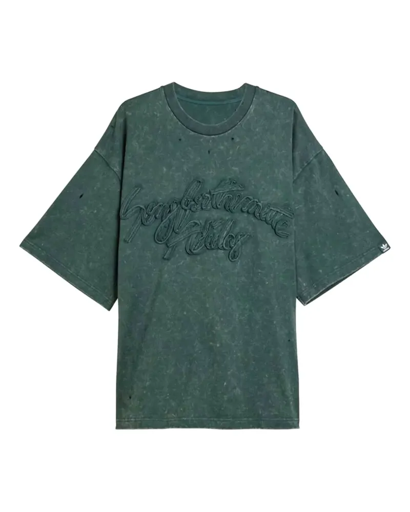 adidas T-Shirt im Distressed-Look - Grün Grün