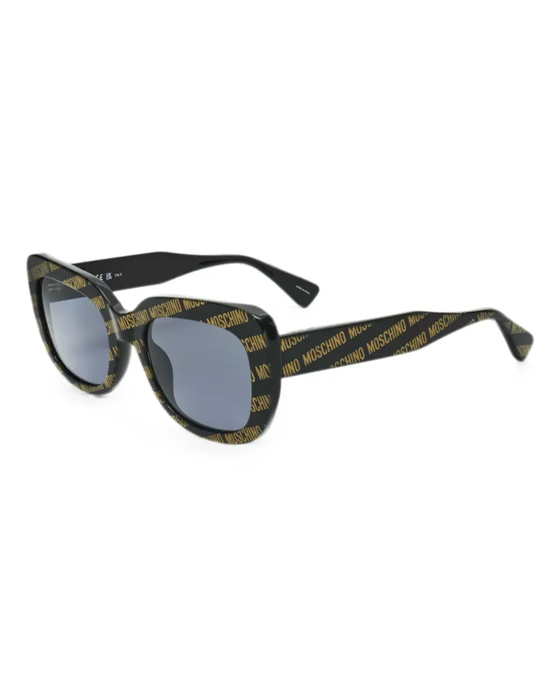 Moschino Eckige Sonnenbrille mit Logo-Muster - Schwarz Schwarz