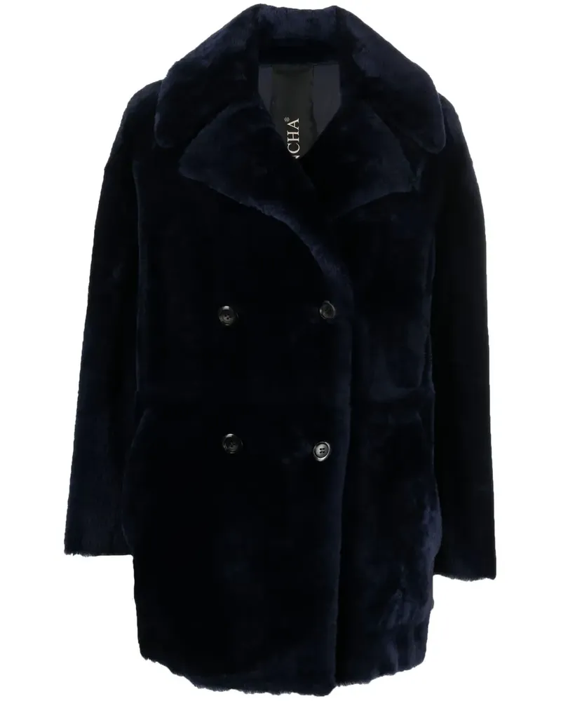 BLANCHA Doppelreihige Shearling-Jacke - Blau Blau