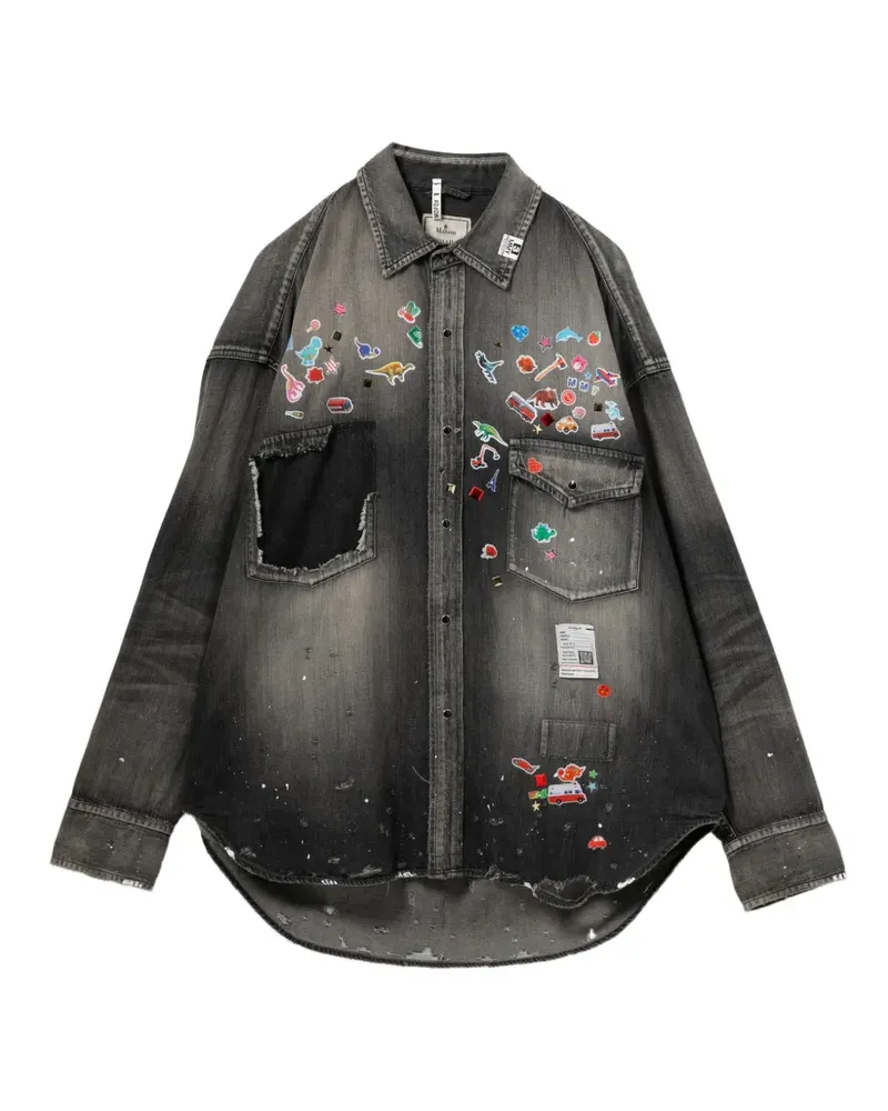 MIHARAYASUHIRO Ausgeblichenes Hemd mit grafischem Print - Grau Grau