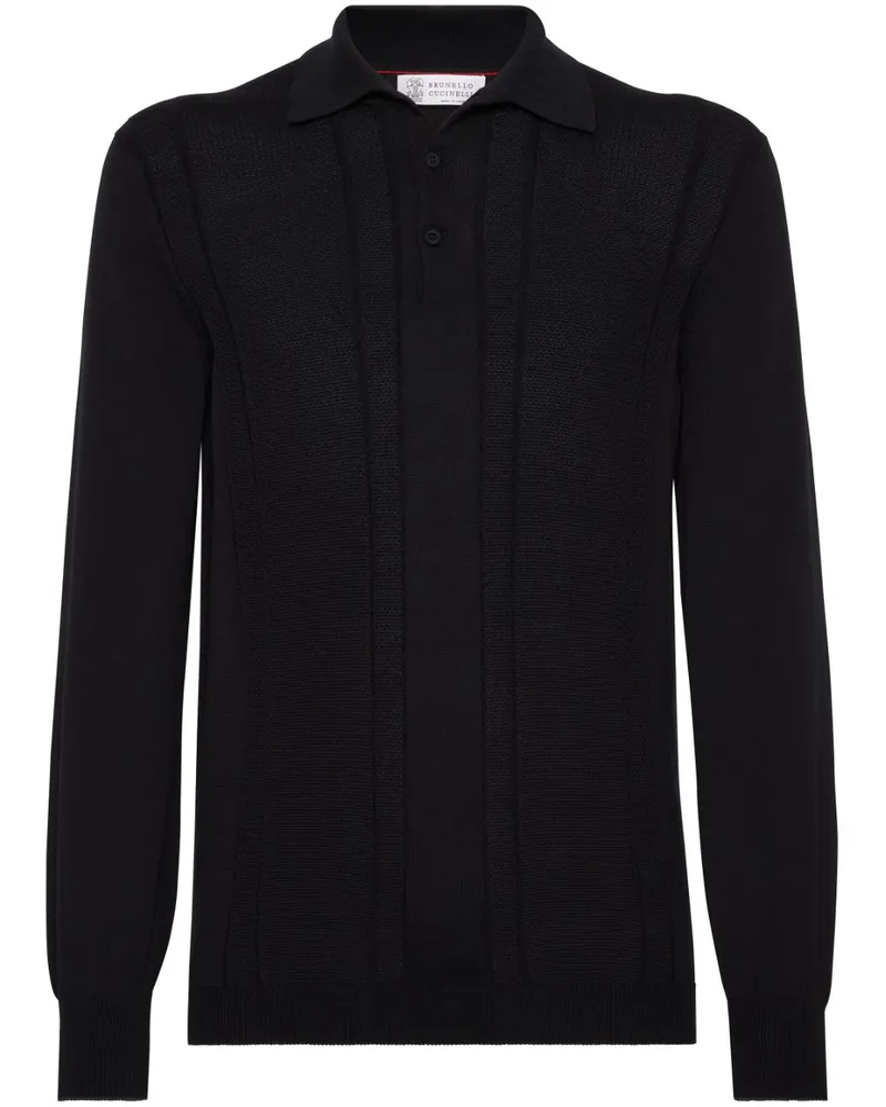 Brunello Cucinelli Gestricktes Poloshirt - Schwarz Schwarz