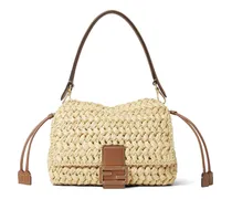 Mama Baguette woven-raffia shoulder bag - Nude