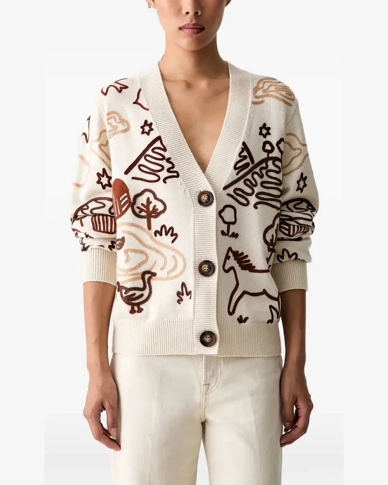 FARM Rio Bestickter Cardigan - Nude Nude