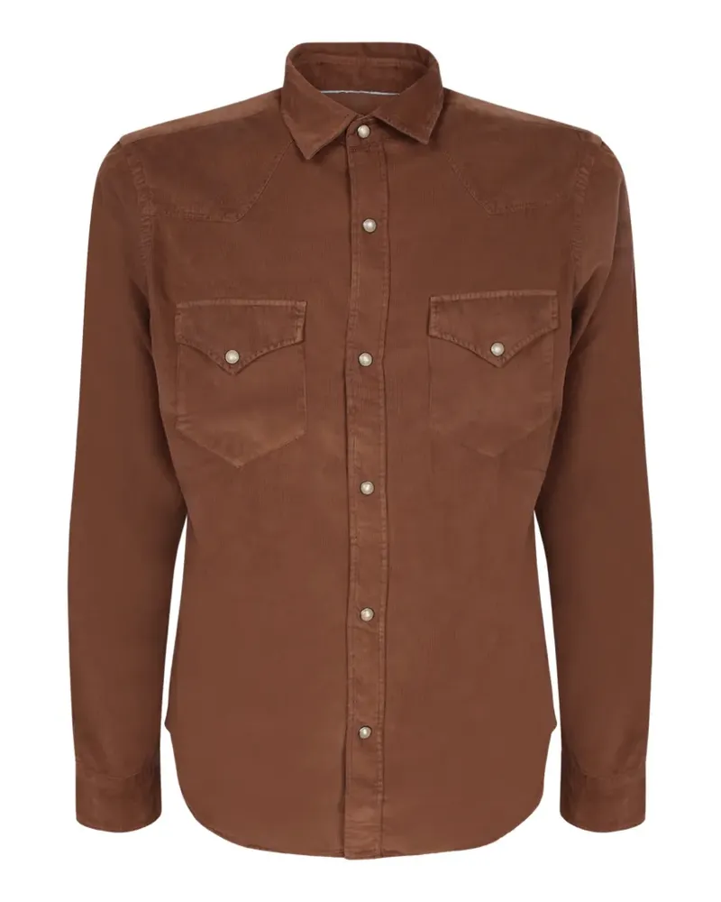 Canali Westernhemd aus Cord - Braun Braun