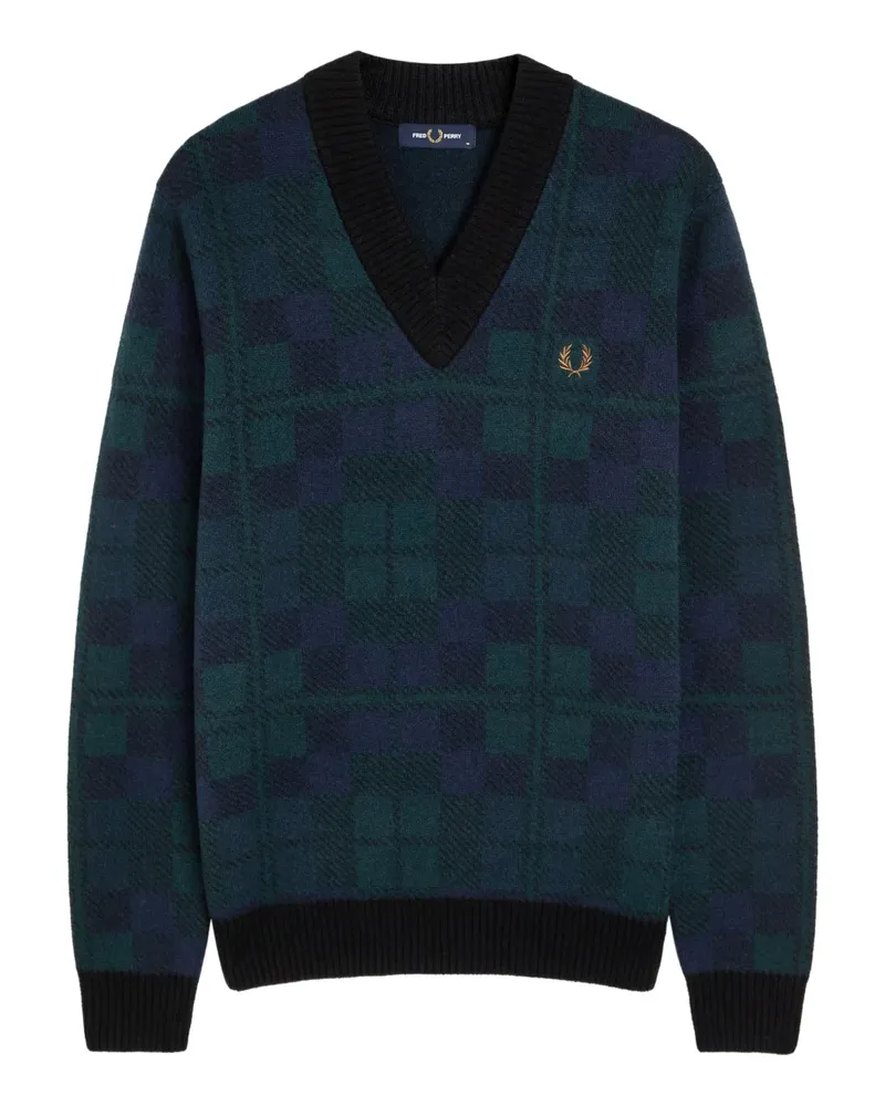 Fred Perry Pullover mit Schottenkaro - Blau Blau