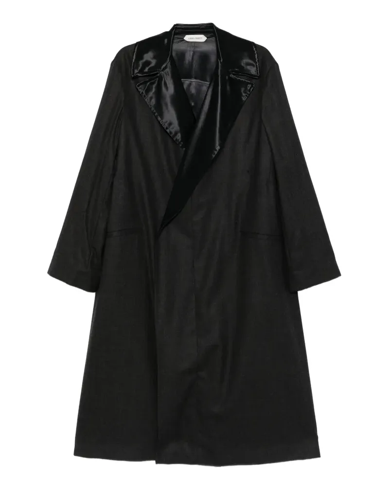 Alberta Ferretti Wollmantel mit Satinrevers - Schwarz Schwarz
