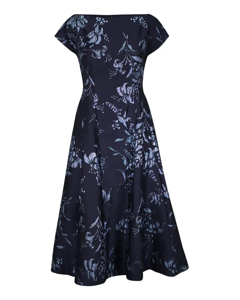 Lela Rose floral pattern midi dress - Blau Blau