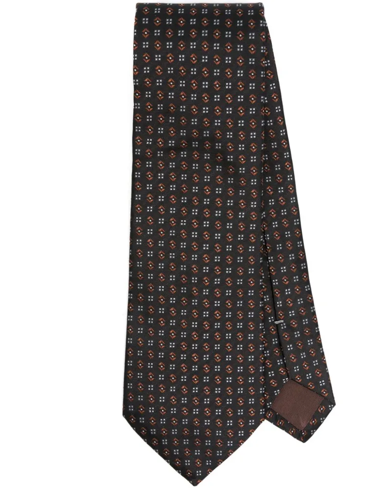 Canali Geometrisch gemusterte Krawatte - Schwarz Schwarz