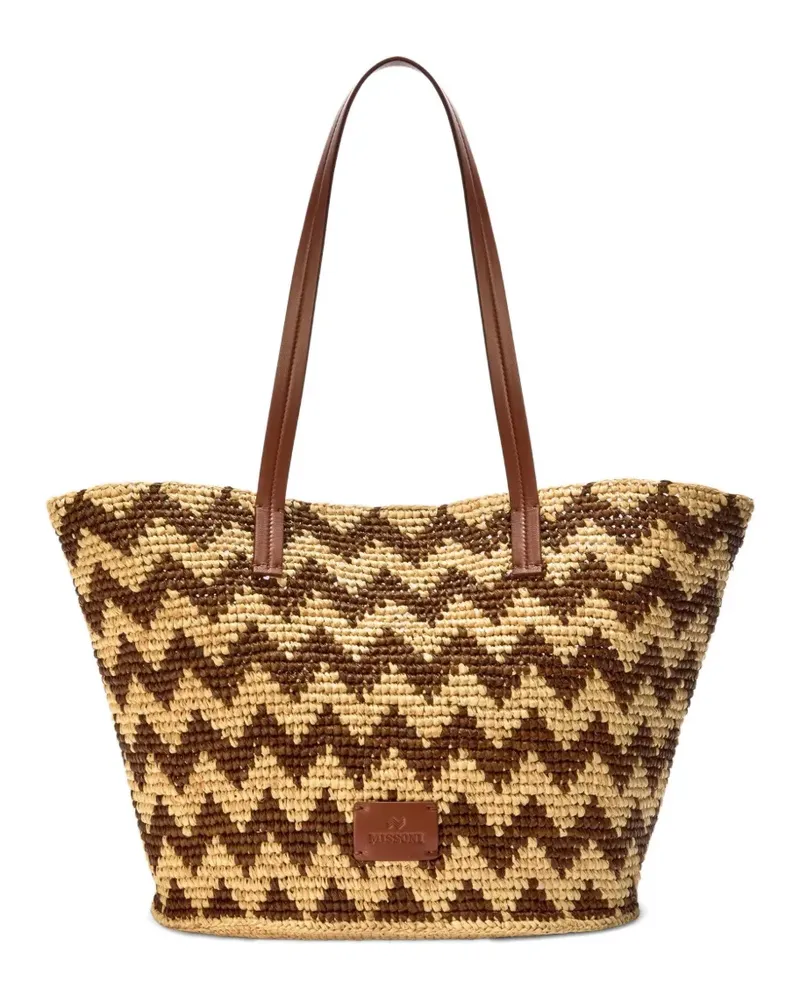 Missoni Stroh-Tote Bag mit Zickzackmuster - Nude Nude