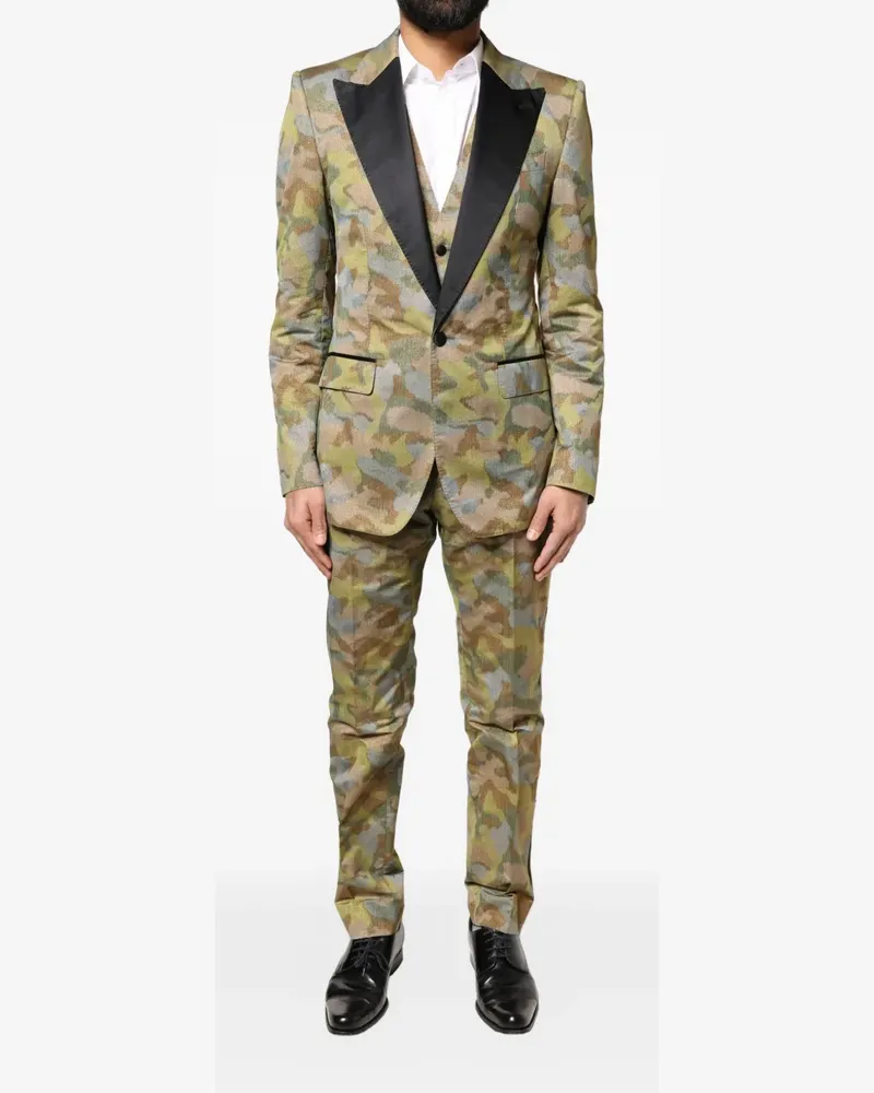 Dolce & Gabbana Dreiteiliger Anzug mit Camouflage-Print - Grün Grün