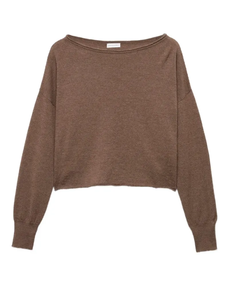 7 for all mankind boat-neck cropped sweater - Braun Braun