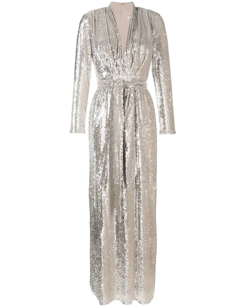 Badgley Mischka Abendkleid mit Pailletten - Silber Silber