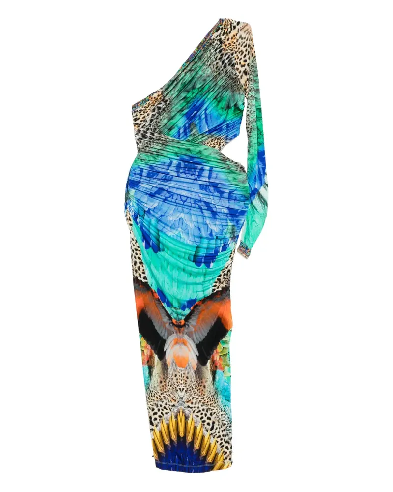 Camilla graphic-print one-shoulder dress - Blau Blau