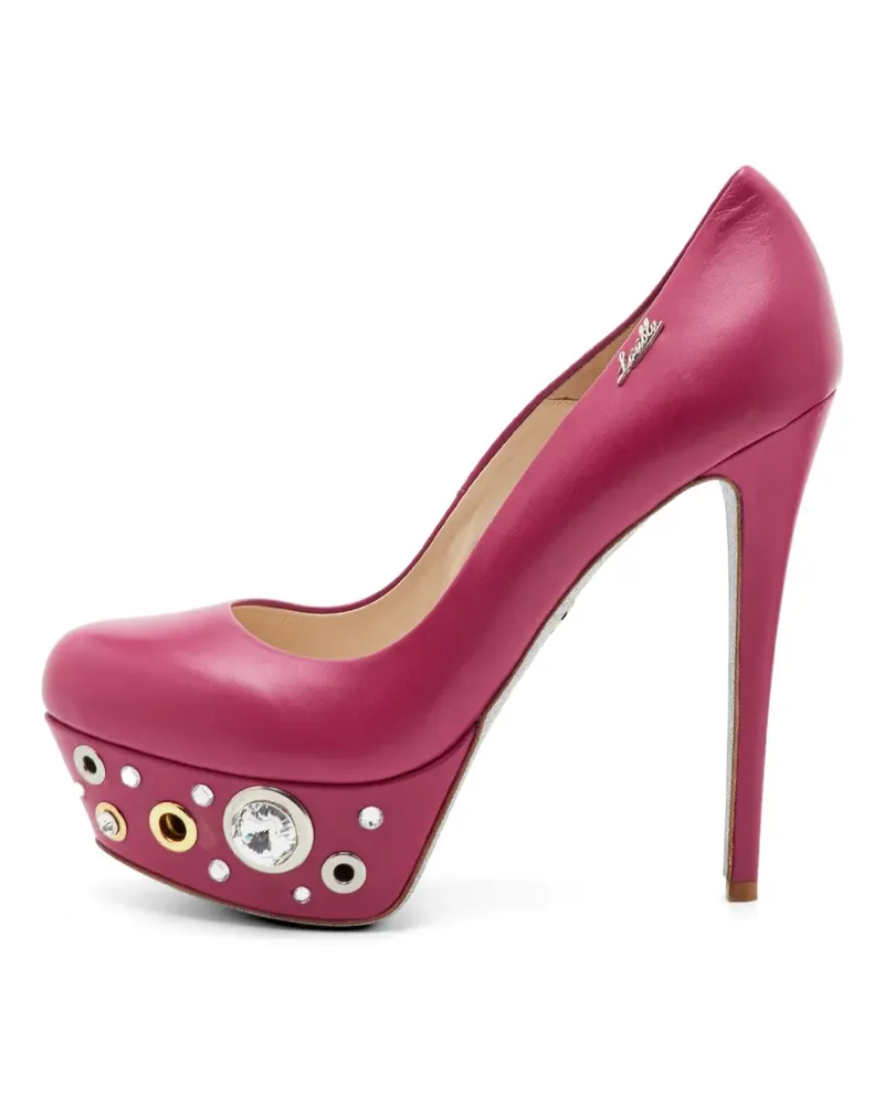 Loriblu eyelet crystal-embellished platform pumps - Rosa Rosa
