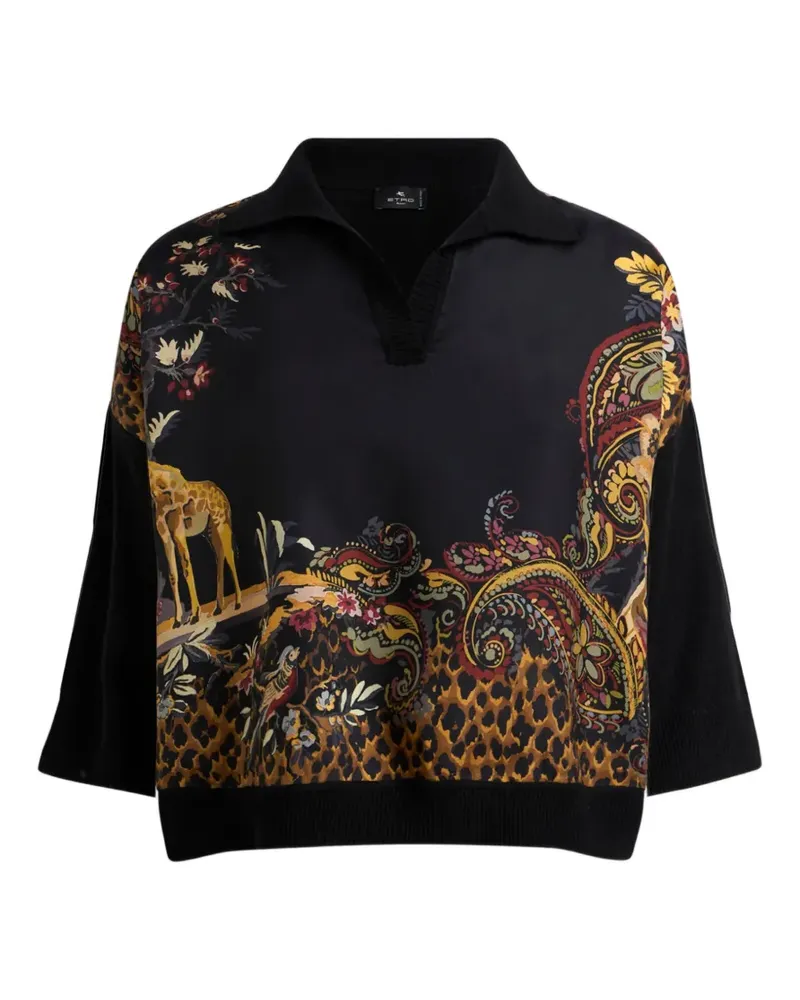 Etro Pullover aus Wollgemisch mit Tier- und Paisley-Print - Schwarz Schwarz
