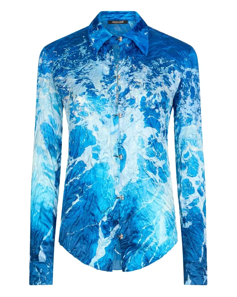 Roberto Cavalli Hemd mit Ocean-Print - Blau Blau