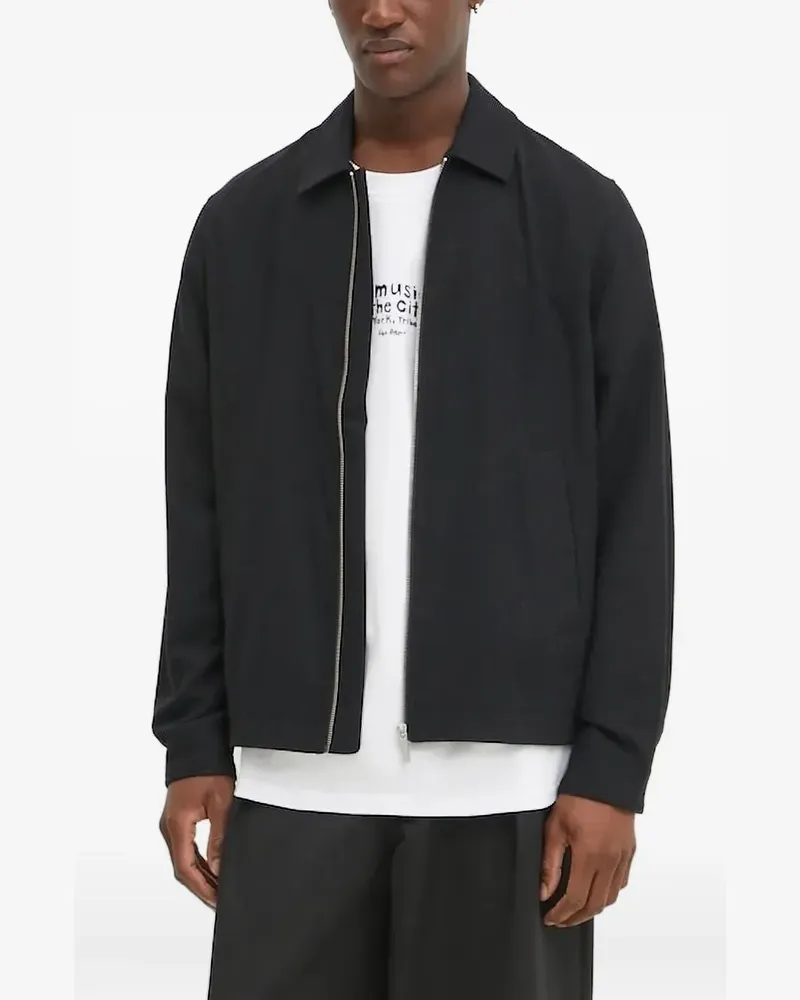 LES DEUX Hemdjacke mit Reißverschluss - Schwarz Schwarz
