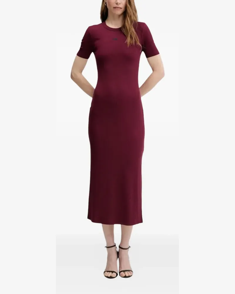 Calvin Klein ribbed logo-embroidered midi dress - Rot Rot
