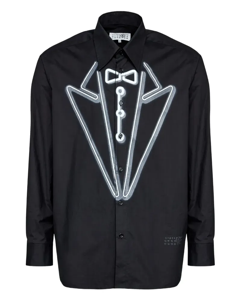 Maison Margiela Langärmeliges Hemd mit Smoking-Print - Schwarz Schwarz
