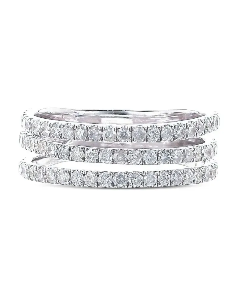 Loree Rodkin 14kt Triple Band Weißgoldring mit Diamant - Silber Silber