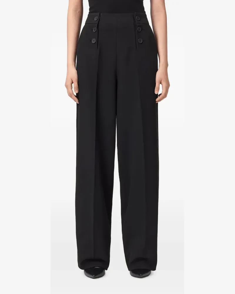 AllSaints Weite Raina Hose mit Knopfdetail - Schwarz Schwarz