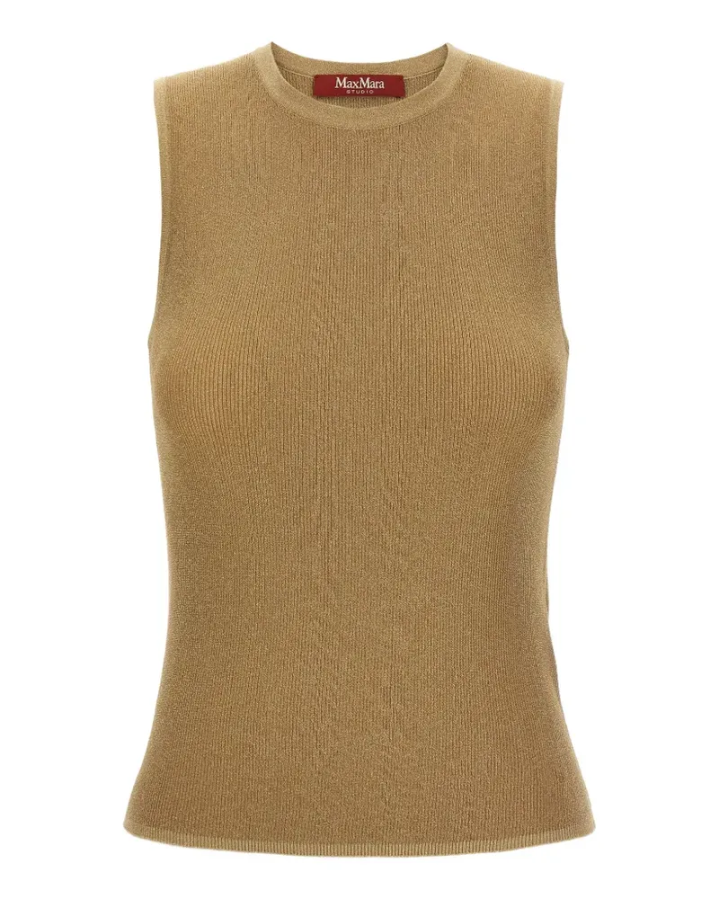 Max Mara Geripptes Oberteil im Metallic-Look - Gold Gold