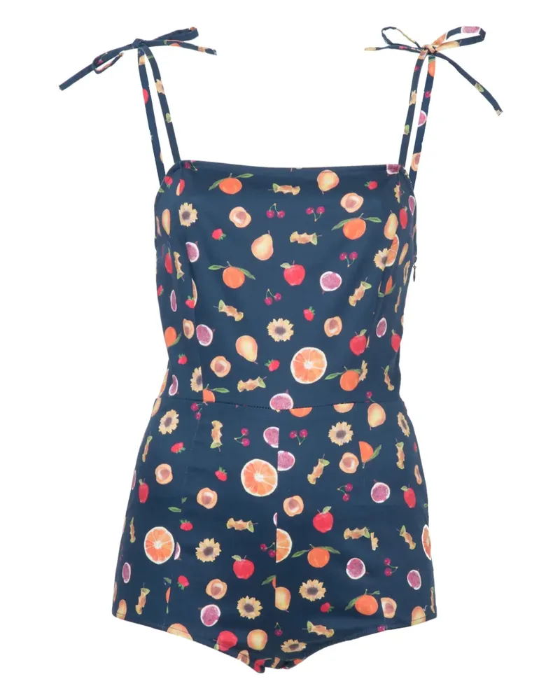 LHD tie-strap printed bodysuit - Blau Blau
