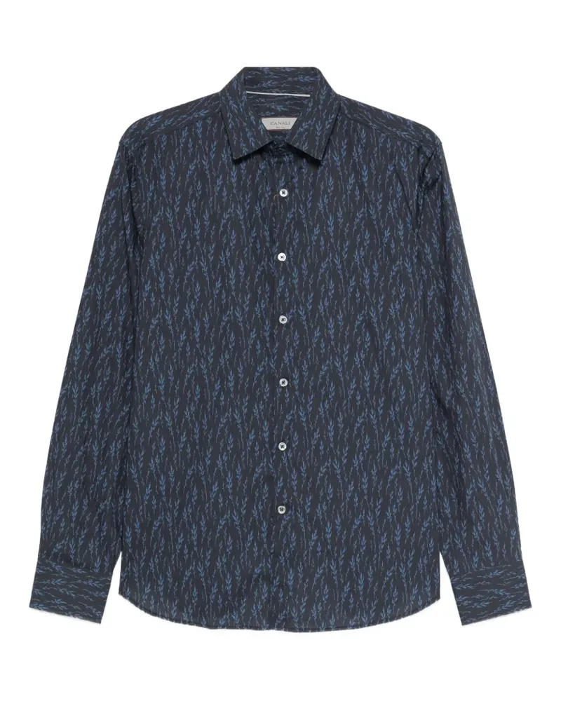 Canali Gemustertes Hemd - Blau Blau