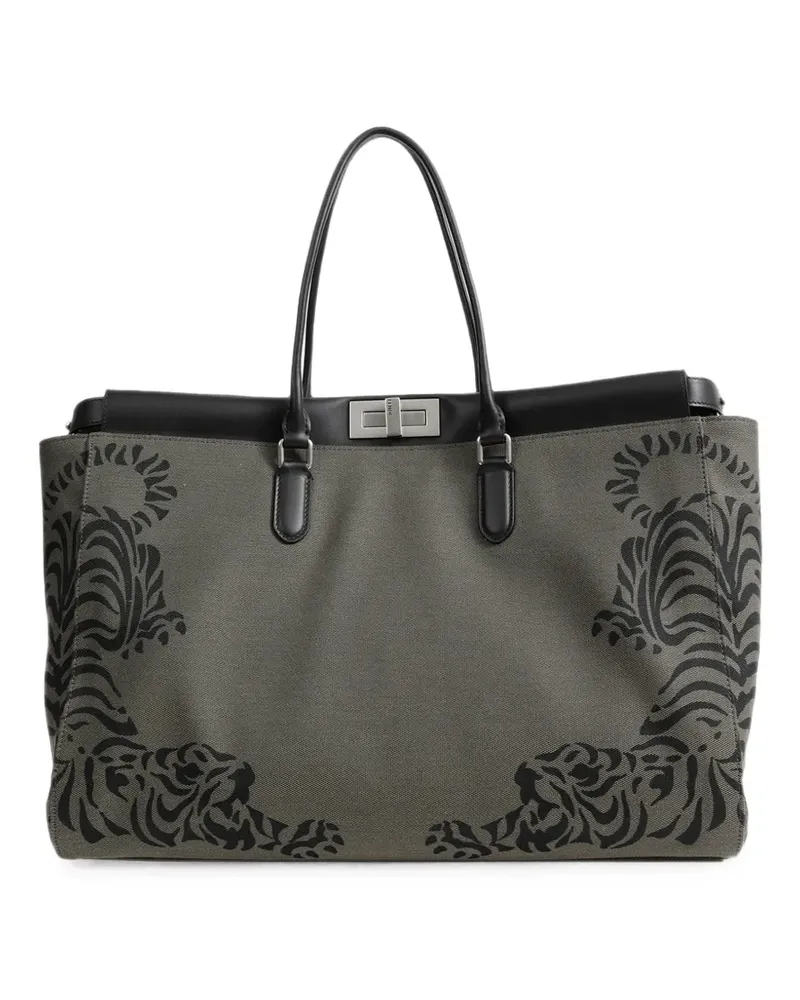 Fendi Peekaboo tiger-print tote bag - Grün Grün