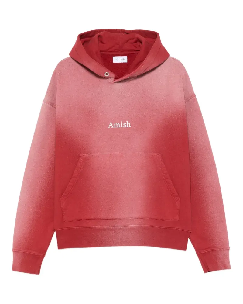 Amish Hoodie mit Logo-Print in Ombré-Optik - Rot Rot