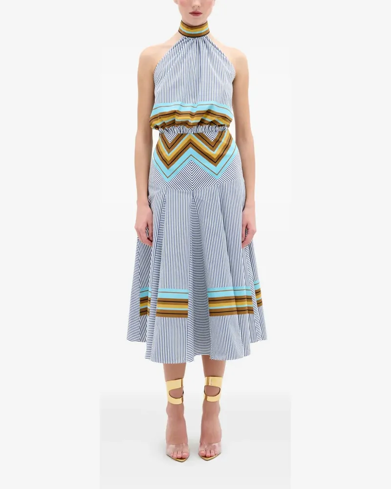 Silvia Tcherassi Gestreiftes Neckholder-Kleid - Blau Blau