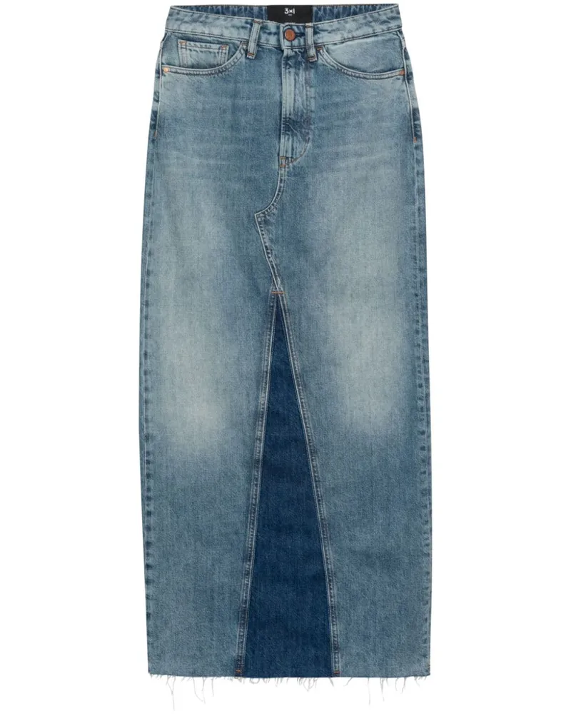 3x1 Charlotte Jeans-Midirock Blau